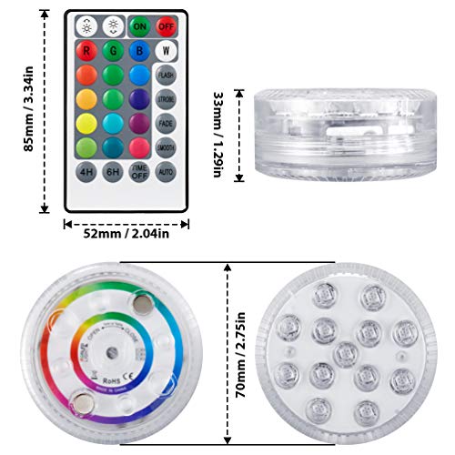 LEDMOMO 1 conjunto de luzes de LED submersíveis remotas para lagoa, luzes subaquáticas movidas a pil