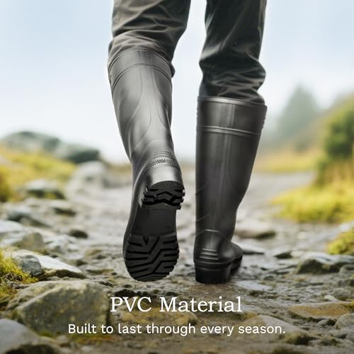 Bruno Marc Gummistiefel Herren Halbhoch Arbeitsschuhe Wasserdicht Regenstiefel für Gartenarbeit Hundespaziergänge Auto Waschen,Size 41,Alles Schwarz,BMEMRB2503