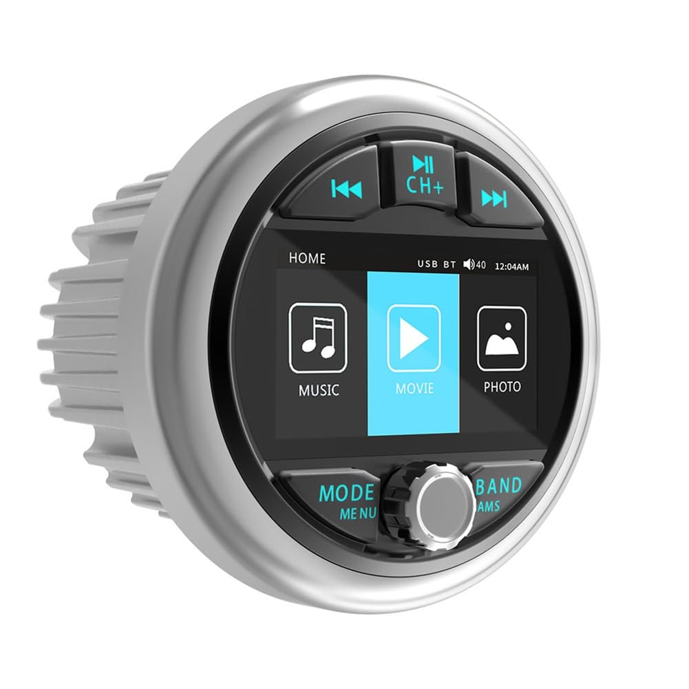 MP5 Marine Stereo IPX5 Wasserdichtes Bootsradioplayer Bluetooth FM/AM RDS Audio für Yacht, Messgerät, ATV, UTV, Wagen, Motorrad