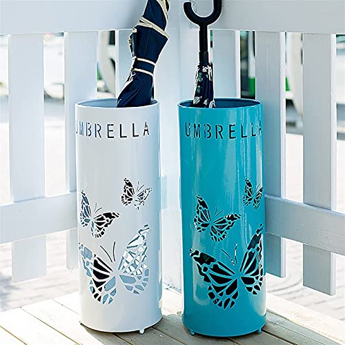 ZJYWMM Ruimtebesparende Organizer Metalen Paraplu Emmer met ronde bodem, Grote Capaciteit Paraplu Houder Rack voor Kantoor, Thuis, Appartement, Hotel (Kleur: WIT) - Afbeelding 6