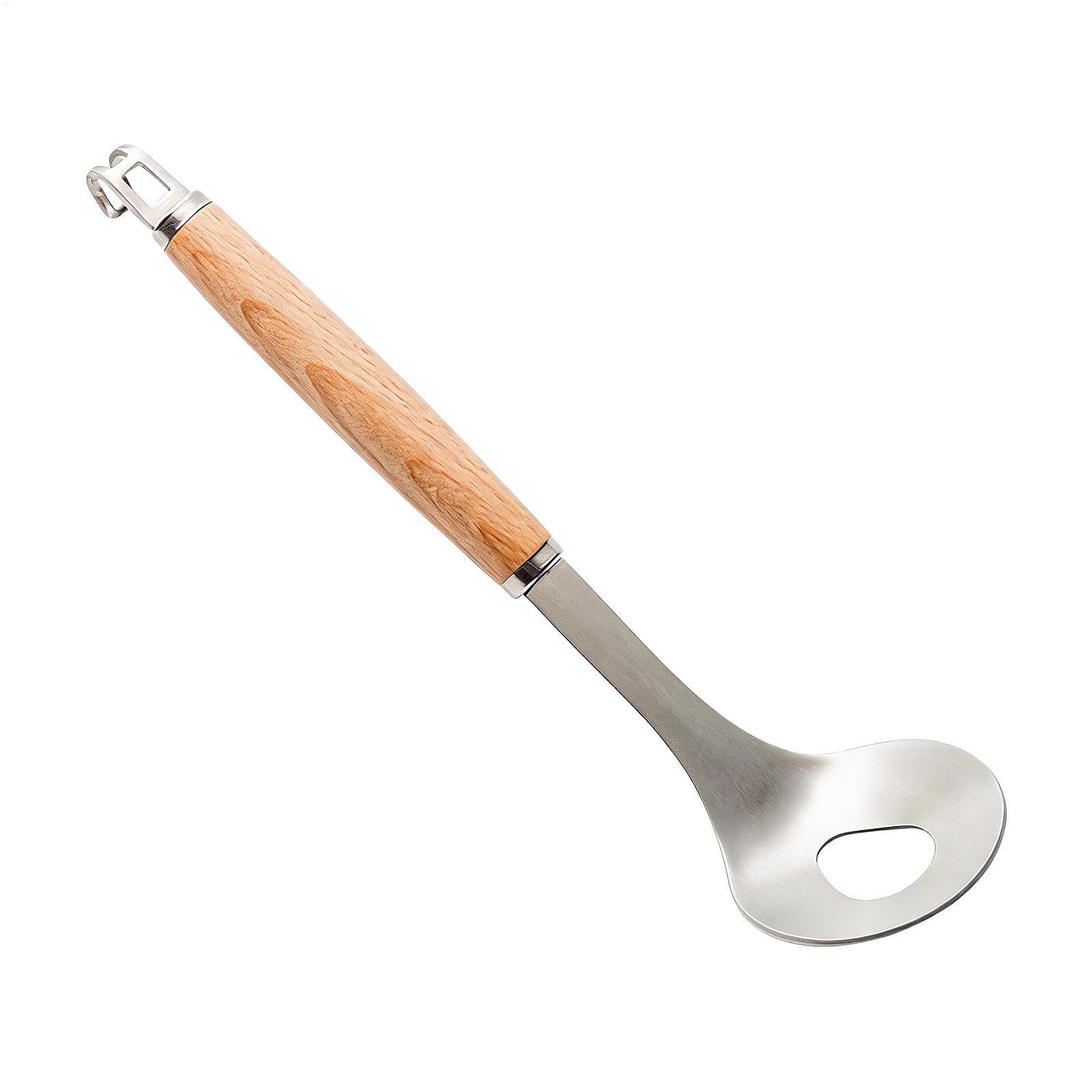 Fleischbällchenlöffel aus Edelstahl 304 – langer Griff | Antihaftbeschichte | Rostbeständige Oberfläche, ergonomischer Griff, gleichmäßige ovale Löcher, für Fleischbällchen, Keksteig und Reisbällchen
