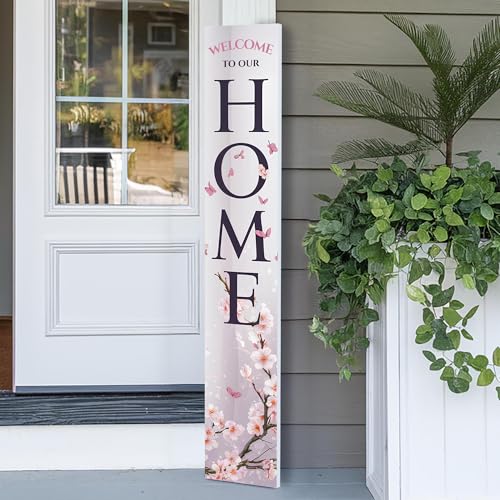 8"x48" Spring Welcome Sign for Front Porch, Hello Spring Porch Sign for Front Door Durable PVC Welcome Home Decorations for Outdoors p (Design 13)