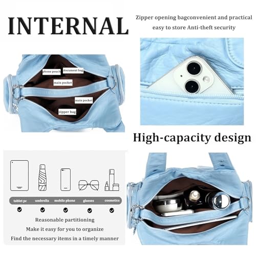 Bolso Tote grande multifuncional de cuero PU suave miniatura 5