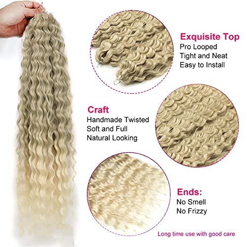 PORSMEER 3 Packs 22" Wave Synthetic Ocean Wavy Braid Hair for Women (T18/56C), 55,9 cm - Image 2