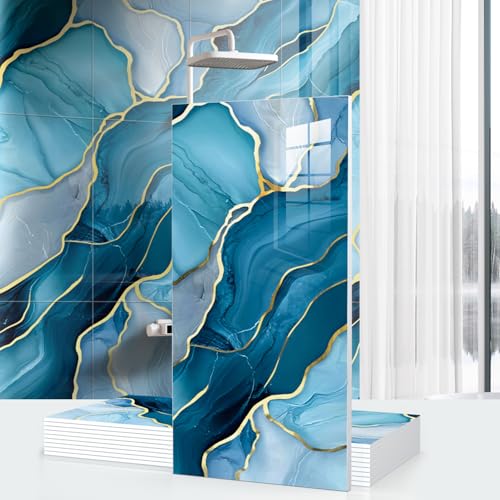 Chejiaye 10pcs Marble Peel and Stick Waterproof Wall Panels,Heat-Resistant Backsplash