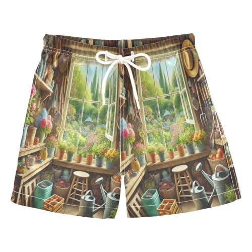 Garden Tool Flowers Boys Swim Trunks Quick Dry Toddler Swimsuit Boy Bathing Suits Board Shorts Swimwear M