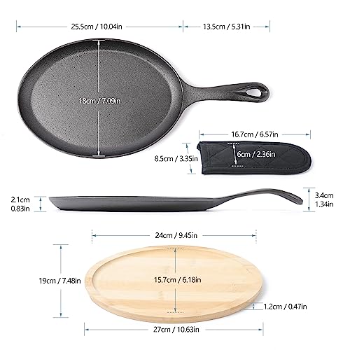 Hawok Cast Iron Fajita Plate Sizzler Pan Set With Bamboo Tray And Handle Holder thumb #1