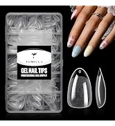 TOMICCA Nail Tips 240Pcs Short Almond Gel Nail Tips Half Matte Press on Nails Acrylic Nails Tips ...