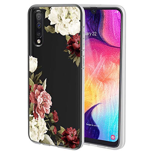 Ueokeird for Galaxy A50 Case, for Galaxy A50 Phone Case with Flowers, Slim Shockproof Clear Floral Pattern Soft Flexible TPU Back Phone Cover for Samsung Galaxy A50 Blossom Flower