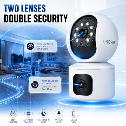 Image of UNICRON CCTV Camera for Home Outdoor & Indoor, Dual Lens WiFi Full HD