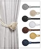 Magnetic Curtain Tiebacks - Modern Unique Upgraded Design 2023 Elegant Twisted Polyester Rope with S