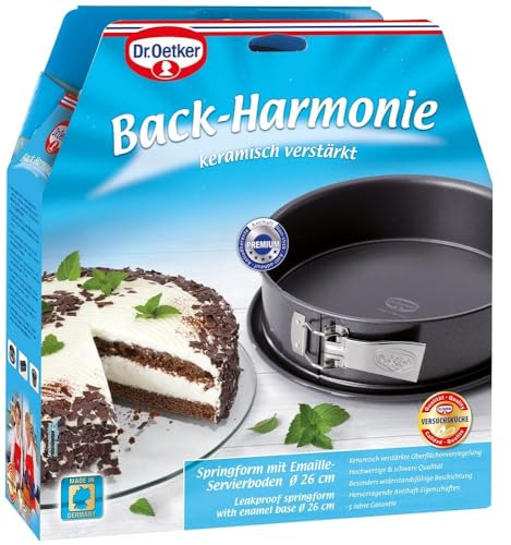 Foto von Dr. Oetker Springform Ø 26 cm, auslaufsichere Kuchenform, runde Backform aus Stahl mit keramisch verstärkter Antihaft-Beschichtung (Farbe: grau), Menge: 1 Stück