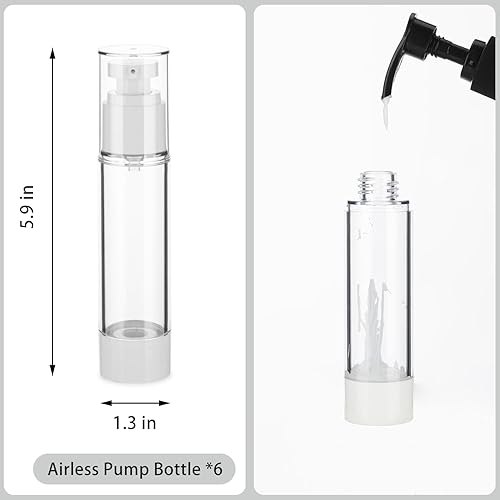 Vista 11 de Botellas transparentes sin aire de 0.5 onzas/0.5 fl oz, dispensador de loción de viaje con bomba, botella de loción de plástico al vacío para base