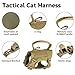 Tactical Cat Harness and Leash Set for Walking Escape Proof Adjustable Large Cat Vest Harness with Patches Soft Mesh Padding Rubber Handle Easy to Control (Khaki Harness & Leash)