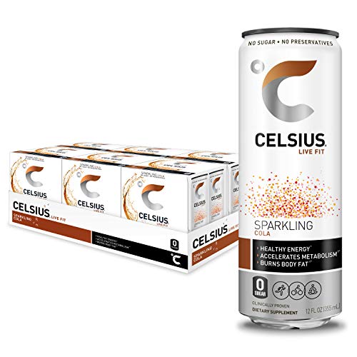 CELSIUS Sparkling Cola Fitness Drink, Zero Sugar, Slim Can 4-Packs, 12 Fl Oz (Pack of 24) CELSIUS Sparkling Cola Fitness Drink, Zero Sugar, Slim Can 4-Packs, 12 Fl Oz (Pack of 24)