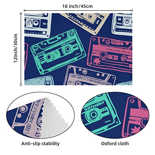 Sets de table cassette audio lot de 6 protection table résistante chaleur lavable - 5