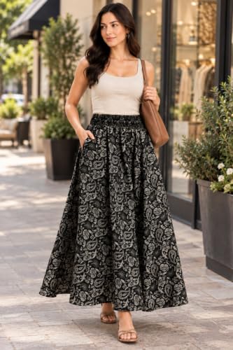 Image of Women's Printed Viscose Crepe Flared Palazzo Pants with Pockets | Elastic Waist | Full Length | Casual | Free Size