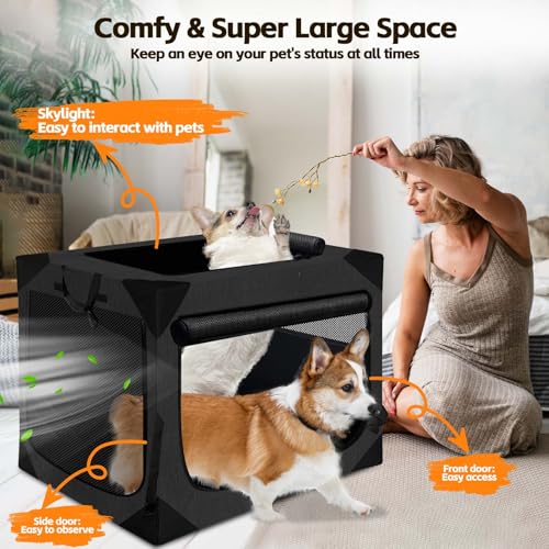 Yurnomy Caixa De Cachorro 36X25X25 Polegadas Caixa De Cachorro Para Cães Grandes, Design Portátil E