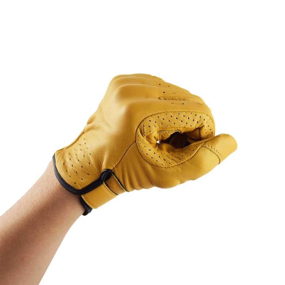 LSHIJI Guanti Moto Guanti da moto vintage da uomo e da donna, guanti protettivi da moto estivi, touch screen, perforati, guanti da motocross, gialli Guanti Da Moto(Yellow,XXL