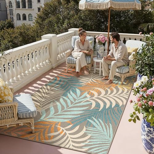 6x9 Indoor Outdoor Area Rug Washable Patio Rug Brown Non Slip Non Shedding Waterproof Carpet for Living Room Bedroom Porch Backyard Deck Balcony RV Ca