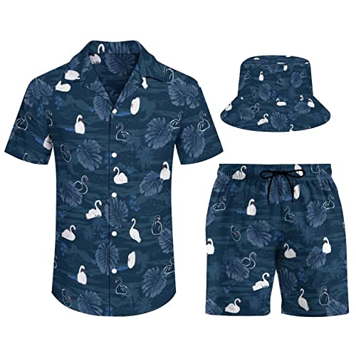 Ensemble chemise et short d'été imprimé fleurs de palmier 3 pièces pour homme Style 3-1
