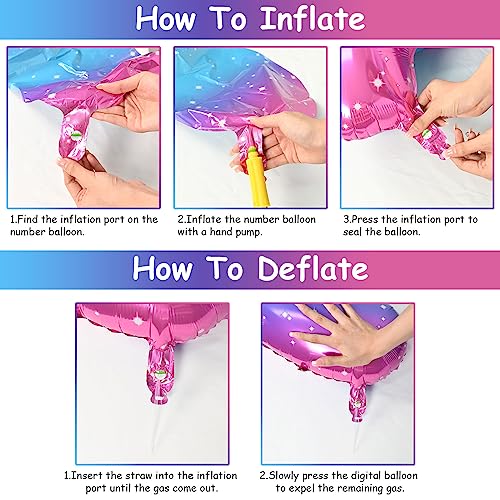 40 Inch Gradient Rainbow Number 1 Balloon for 1st Birthday Decoration, Large Self Inflating Blue Pink Foil Number Balloons 0-9 for Girls, Starry 1 Helium Balloons for Women Party Anniversary Supplies - 4