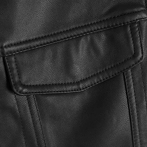 Gxlong Men Plus Size Retro V Neck Leather Motorcycle Vest Riding Club Black Biker Vests Concealed Carry Gun Pocket Cruise(Black,3X-Large) #TOP6