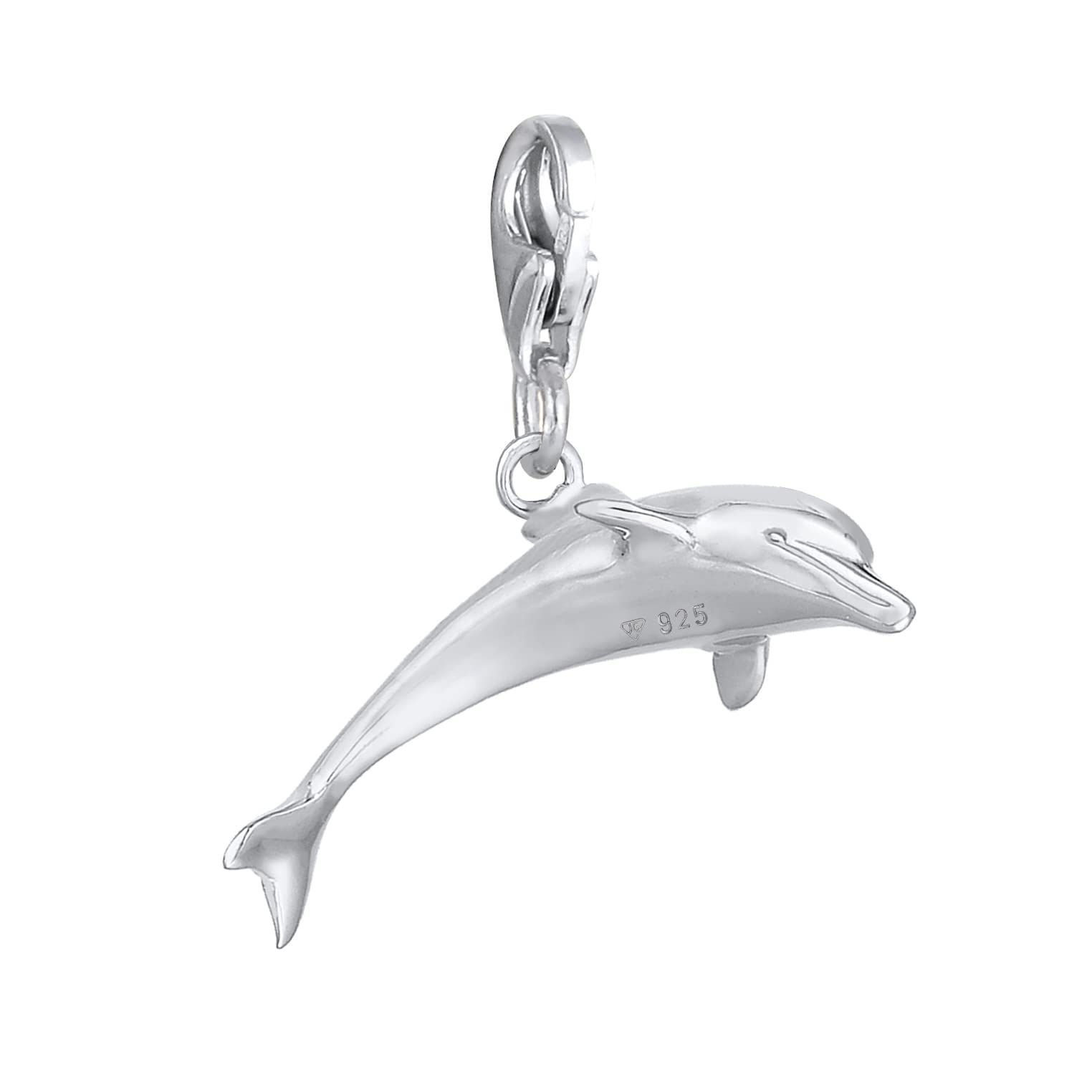 Nenalina Delfin Karabiner Charm Anhänger für Bettelarmband aus 925 Silber | Damen-Charm-Anhänger für alle gängigen Charmträger Charm-Club Clasp-Charms 925er Sterling-Silber