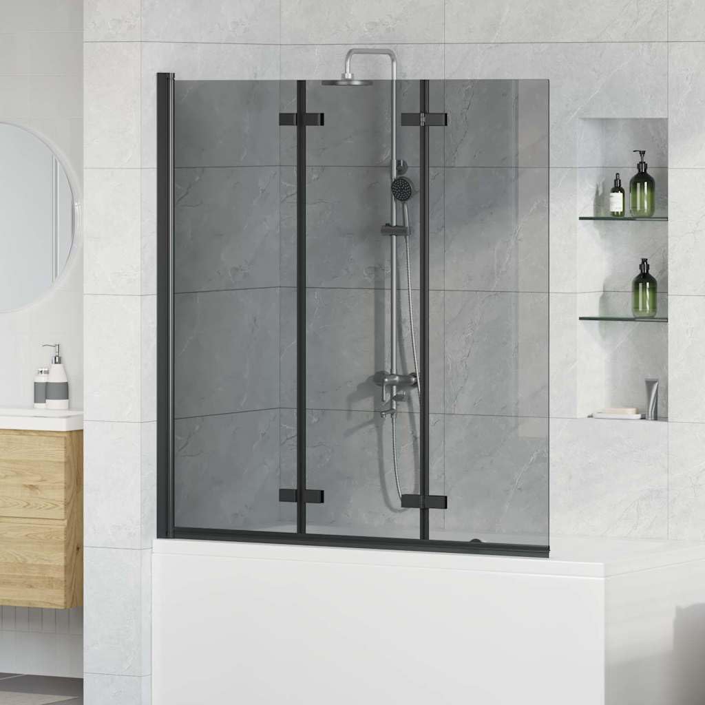 Parete Doccia Pieghevole Nero 130x138 cm Parete Doccia Pieghevole in Vetro ESG e Alluminio Box Doccia Salvaspazio per Bagno