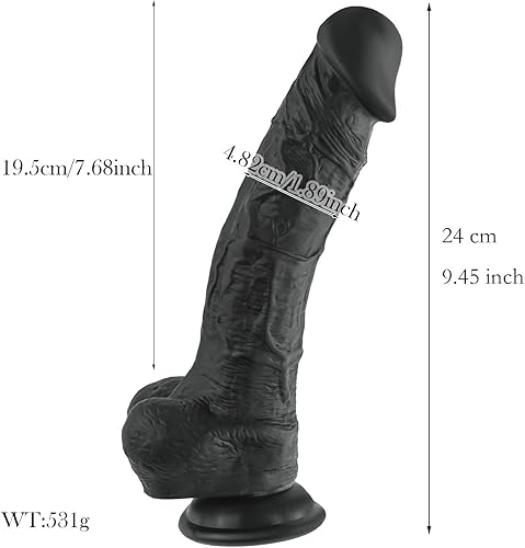 Miniatura 3 de Consoladores de silicona grandes de 9.45 pulgadas, consoladores negros realistas, juguetes sexuales con ventosa para mujeres y hombres