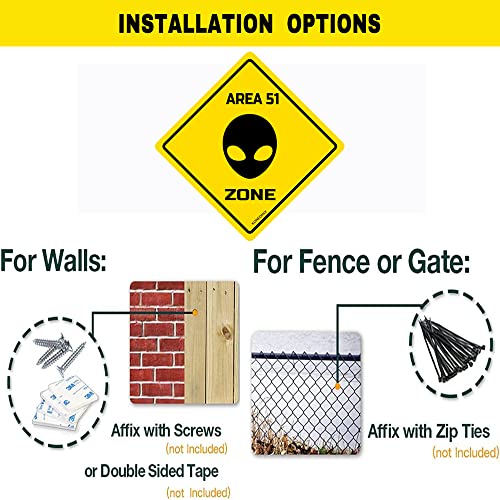 Image of Area 51 Zone Crossing Sign Metal Tin Sign Yellow Wall Decor 12X12inch | Novelty Bar Club Country Home Coffee Shop Indoor& Outdoor Signs