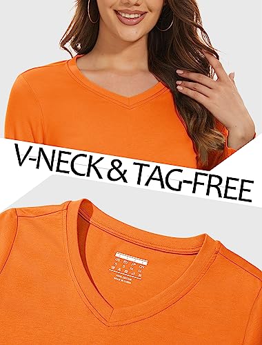 MAGCOMSEN Women's Long Sleeve Shirts V Neck Cotton Basic Tee Soft Breathable Casual Tops Cassic-Fit T-Shirt4