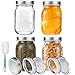 4 Paquets de Bocaux en Verre avec Couvercles et Bandes, Bocaux de Conserve Mason Caps de Conservation des Aliments pour Confiture, Faveurs de Mariage, Faveurs de douche et Bocal de Bricolage