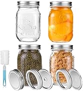 4 Pack Mason Jars with Lids,Food Storage Jars 450ml for Homemade Food Preserving Jam Honey Yogurt...
