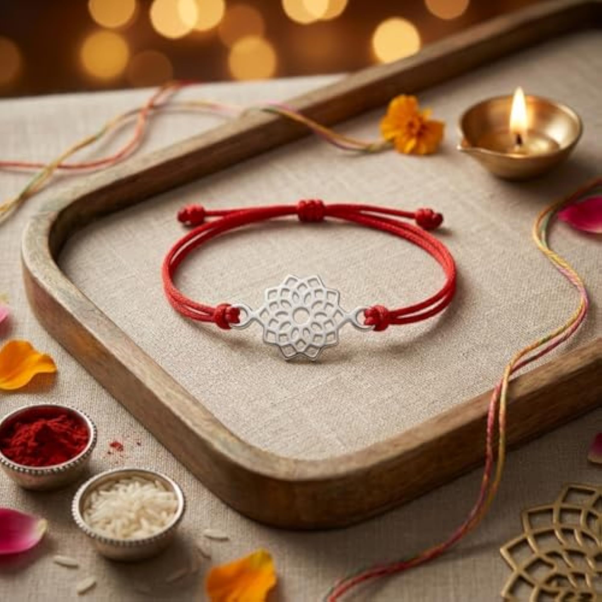 925 Pure Sterling Silver Rakhi Bracelet for Brother, Hallmarked