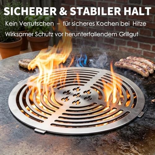 Fox·Bunny Wokaufsatz für Feuerplatten, Edelstahl, Grillplatte Plancha, kreisrunde Öffnung Ø 20 cm (Grilleinsatz Ø20cm Edelstahl)