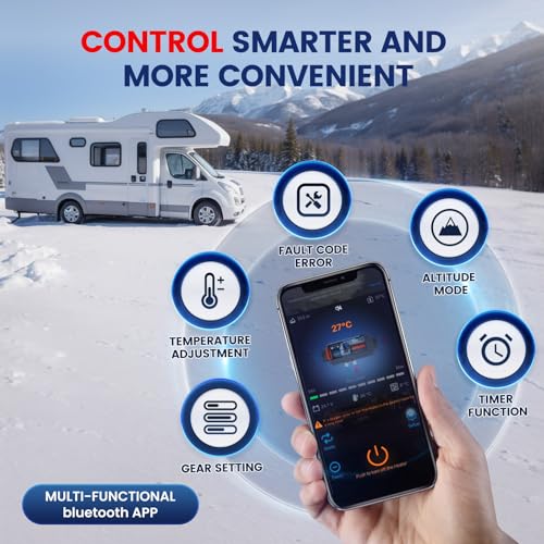 Hcalory LUNEG142 8Kw Diesel Air Heater Compact Se All-In-One 110V Ac & 12V Dc 6L Fuel Tank Portable Parking Heater Work At Altitude Max 18100 Ft Bluetooth App Control Heating thumb #4