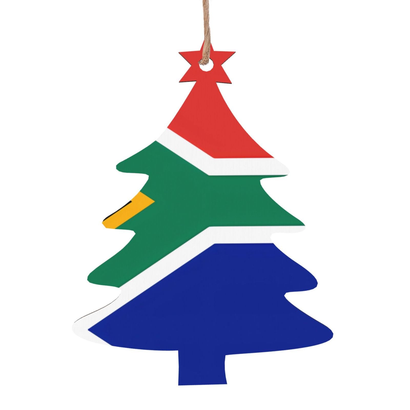 South Africa Flag Printed Christmas Wooden Pendants, Simple and Environmentally Friendly, Holiday decorationsã€‚