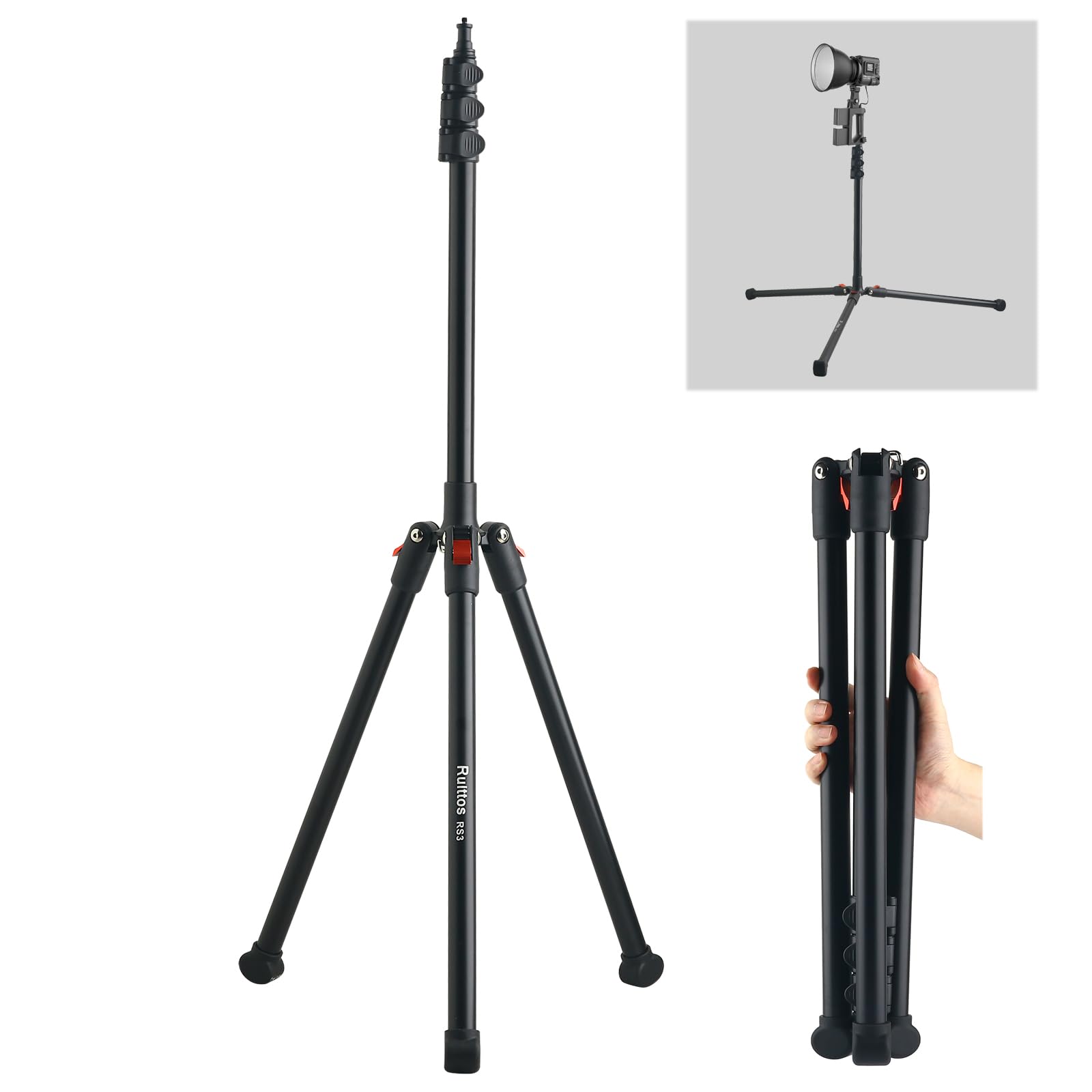 78" Lighting Stand Tripod and Tilt Ball Head with Quick Release Plate for Camera, Flashlights, Video Lights..
