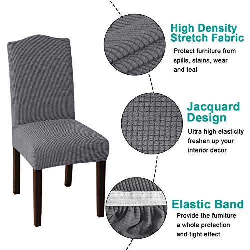 Turquoize Dining Chair Covers Stretch Chair Covers For Dining Room Set Of 2 Parsons Chair Slipcover Removable Kitchen Chair Covers Chair Protector Covers For Dining Room, Hotel, Ceremony (2, Grey) #TOP3