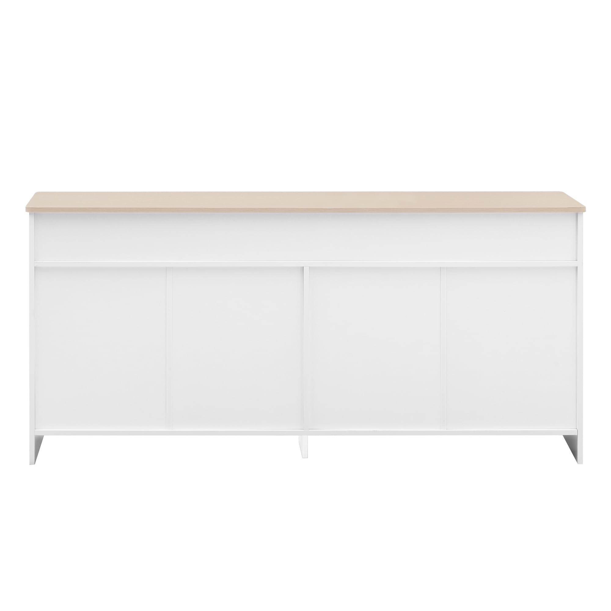 Moimhear Aparador con vetas de madera blanca, cuatro puertas, con tres cajones, salón, comedor. Color madera y blanco, 160 x 37 x 75 cm (largo x ancho x alto) (WF303839841WAA)