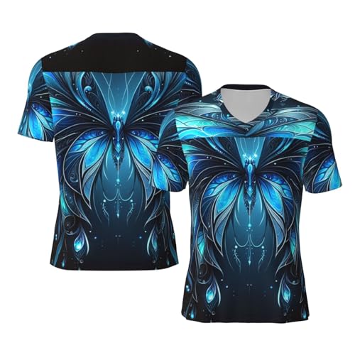 Stylish Athletic Sports Jersey Blue-Butterfly-Wings Men's Rugby Jersey Small