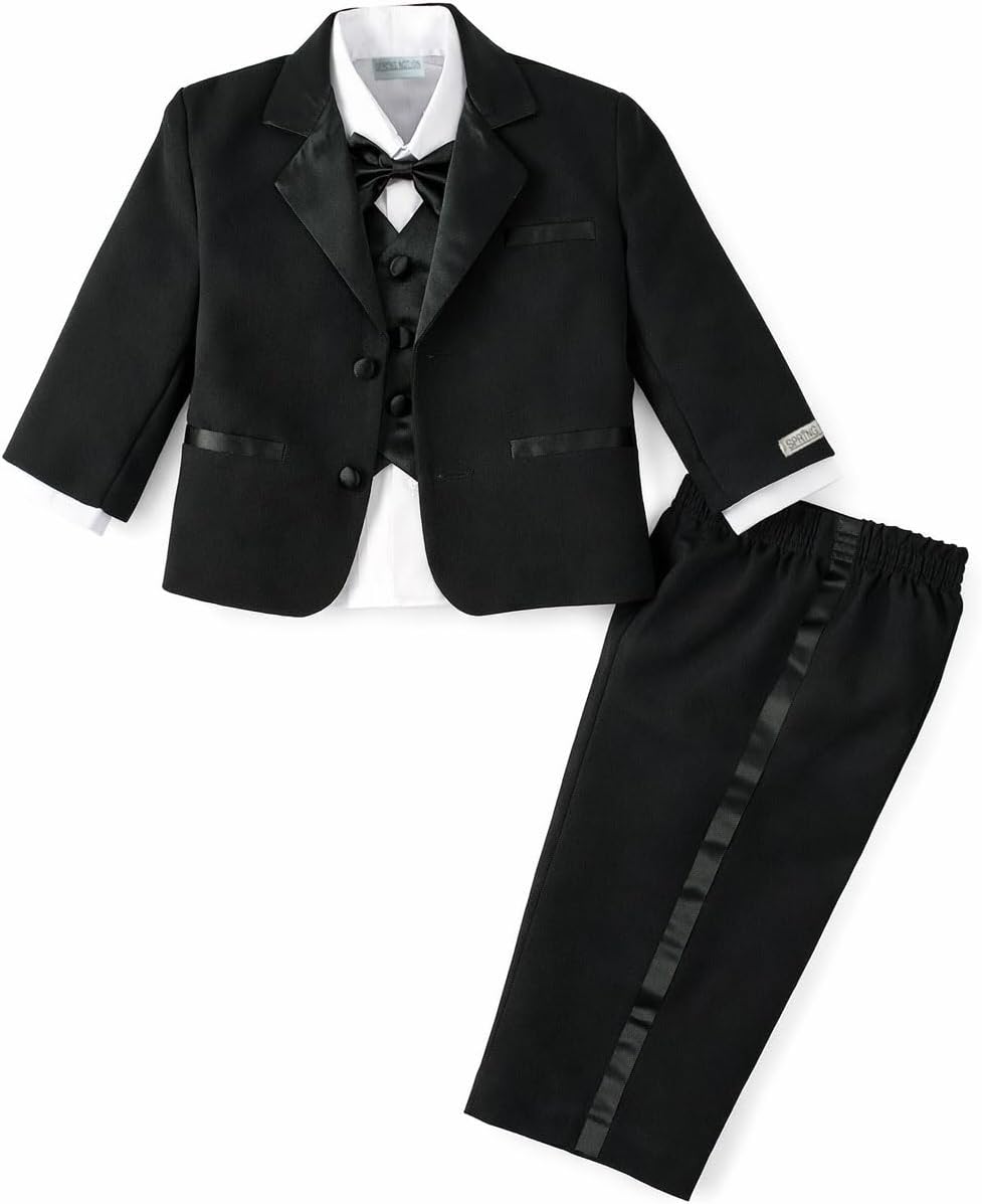 Spring Notion Baby, Toddler, and Boys' Classic Fit Tuxedo Suit Set, No Tail – Weddings, Baptism, and Christening