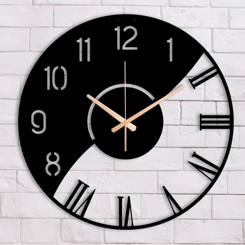 Image of Stylish Metal Analog Wall Clock for Living Room, Bedroom, Office, Kitchen, Home and Hall | Antique Fancy Big Size Modern Wall Watch for Home Decor (DA-179, 60CM)