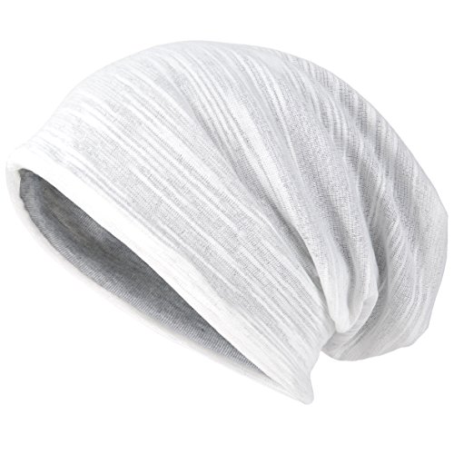 Hombre Gorros de Punto Slouch Beanie Thin Summer Cap Gorra de Calavera (Blanco)