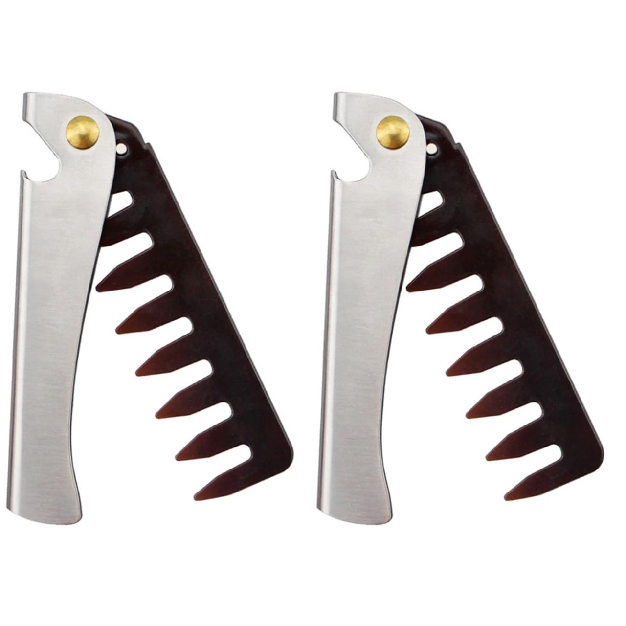 balacoo Foldable Wide Tooth Hair Comb for Men 2 Pack Portable Stainless Steel Pocket Combs Scalp Massage Styling Tool Travel Size 4.33 Inch