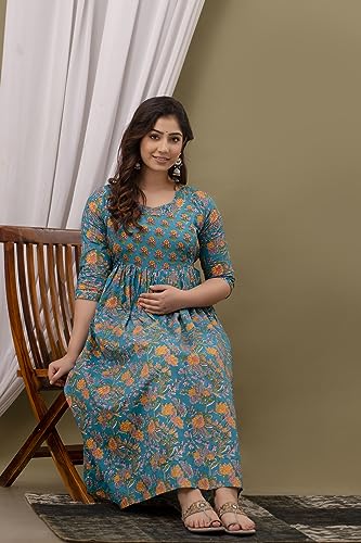 Image of RS Value Store Pure Cotton Maternity Gown /Maternity WEAR /Maxi Dresses /Feeding Nighty /Comfortable Wear