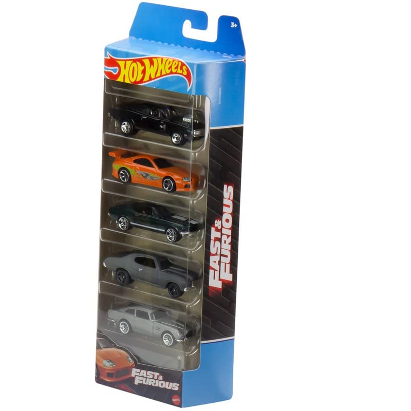 Image of Hot Wheels Car 2023 Fast & Furious Pack of 5 (70 Dodge Charger R /T, Toyota Supra, 67 Custom Mustang, 70 Chevelle 55, Aston Martin 1963 DBS) Multi - Color