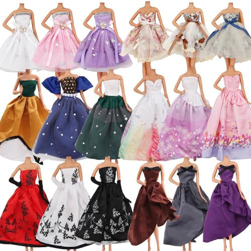 ZTWEDEN Doll Dress Set with Handmade Doll Clothes Wedding Party Dresses Gown Includes Gloves for 11.5 Inch Girl Doll（6 Styles）