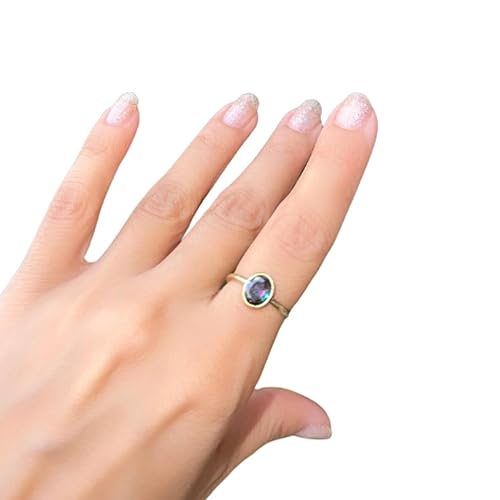 Live Gems  Personalized June Birthstone Dainty Alexandrite Ring, Color Changing, Birthstone Jewelry Gift for Mom, Alexandrite Jewelry Birthday Gift